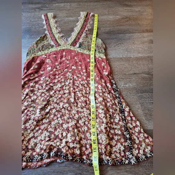 Free People East Willow Trapeze Slip Boho Mini Dress Bohemian Paisley Womens M - Picture 12 of 13